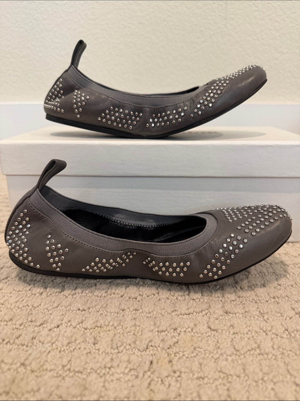 See By Chloe Gray Studded Slip-On Ballet Flats